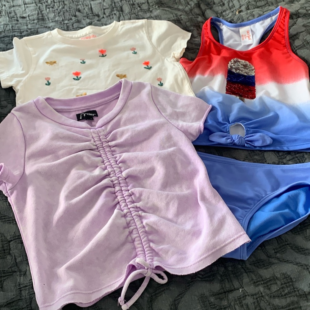 Cat &Jack 2 piece swimsuit  art class girls top Crewcuts everyday top